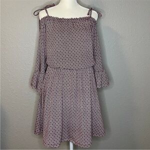 Topshop Long Sleeve Patterned Dress - Black and White